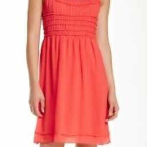 ✅Max Studio Red Pleated Midi Dress for Weddings, SZ large, great cond